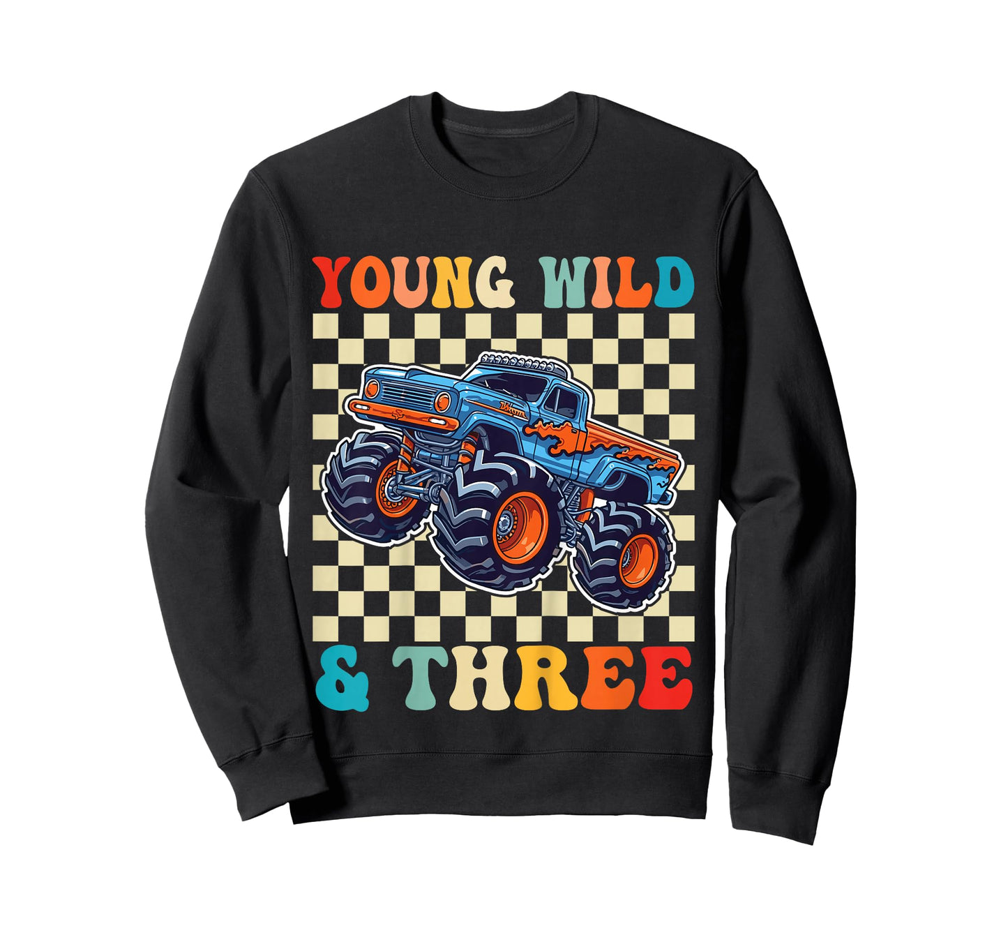 3rd Birthday Monster Truck Young Wild and Three 3 Year Old T-Shirt