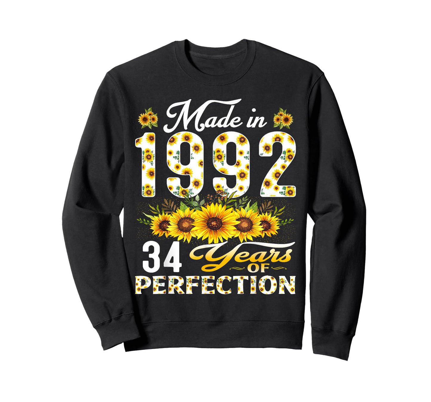 34 Year Old Made in 1992 Sunflower 34th Birthday Women T-Shirt