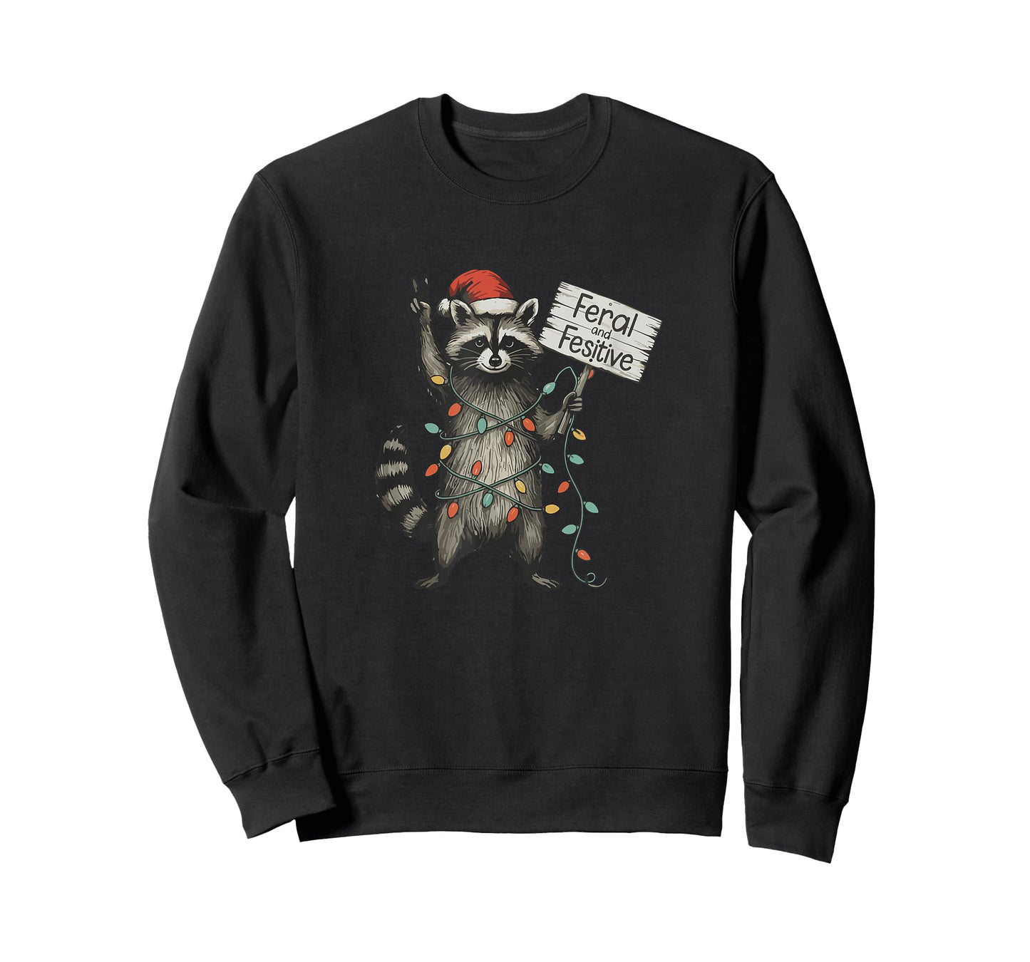 Feral and Festive Raccoon Santa Christmas Holiday Racoon T-Shirt