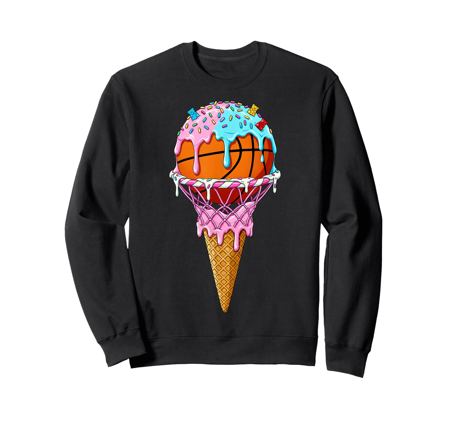Basketball Hoop Ice Cream Drip Sport Player Boys Girls Youth T-Shirt
