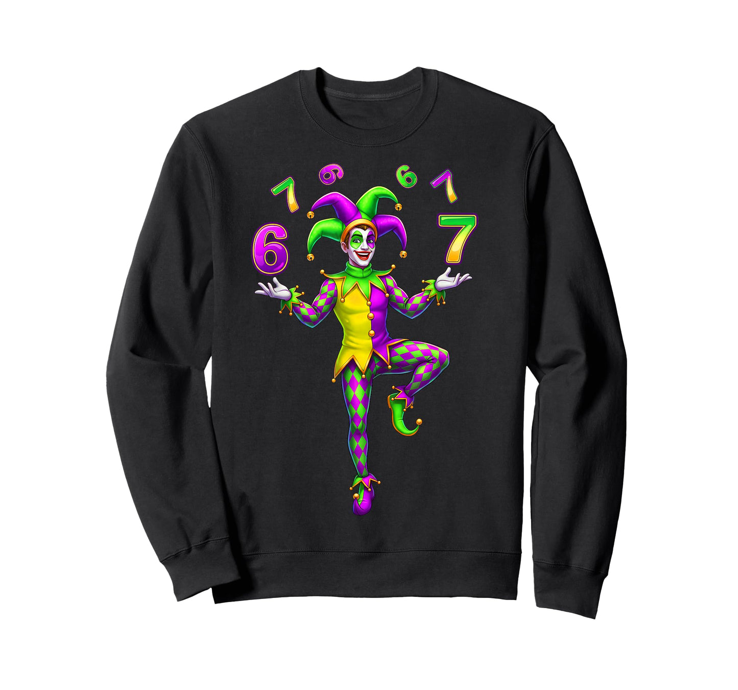 Six Seven Mardi Gras Jester 6 7 Meme Carnival Party 67 Kids T-Shirt