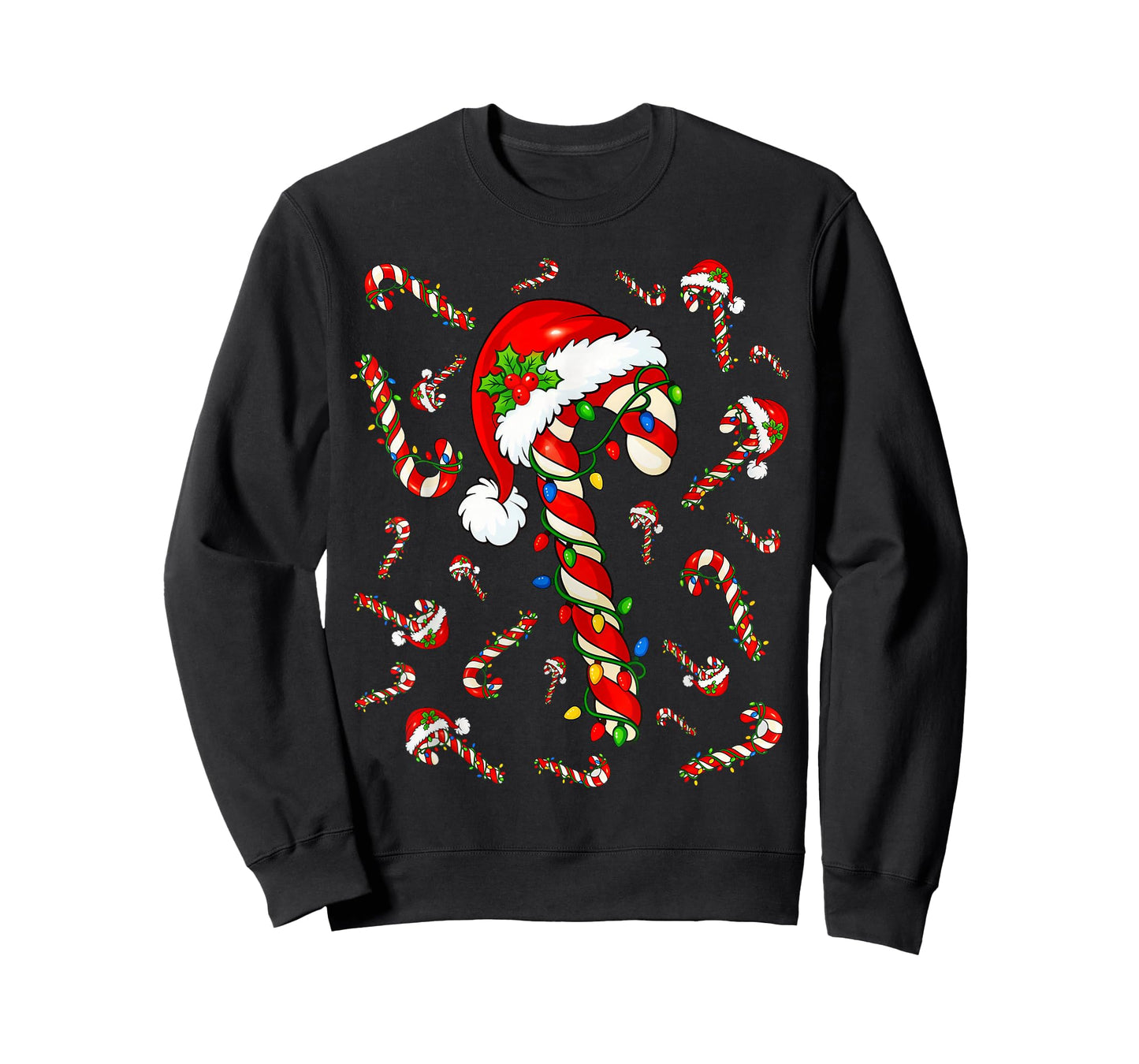 Red and White Candy Cane Santa Christmas Xmas Lights T-Shirt