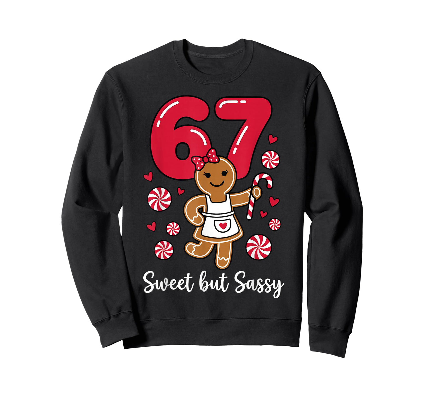 Cute Gingerbread Girl 67 Red Bubble Letters Peppermint T-Shirt