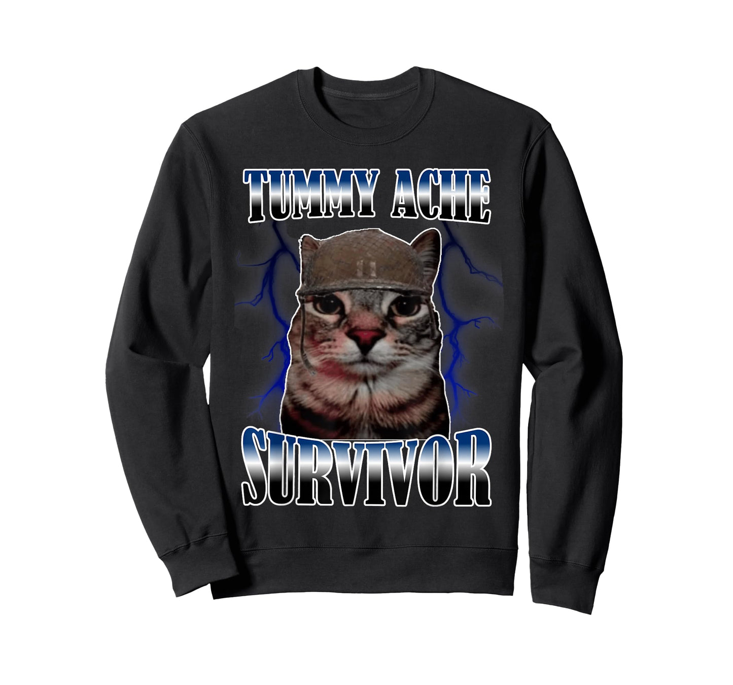 Funny Saying Cats Tummy Ache Survivor Cat Meme T-Shirt