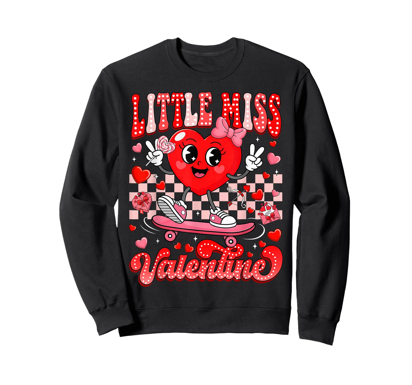 Groovy Little Miss Valentine Cute Candy Heart Women Girl Kid T-Shirt