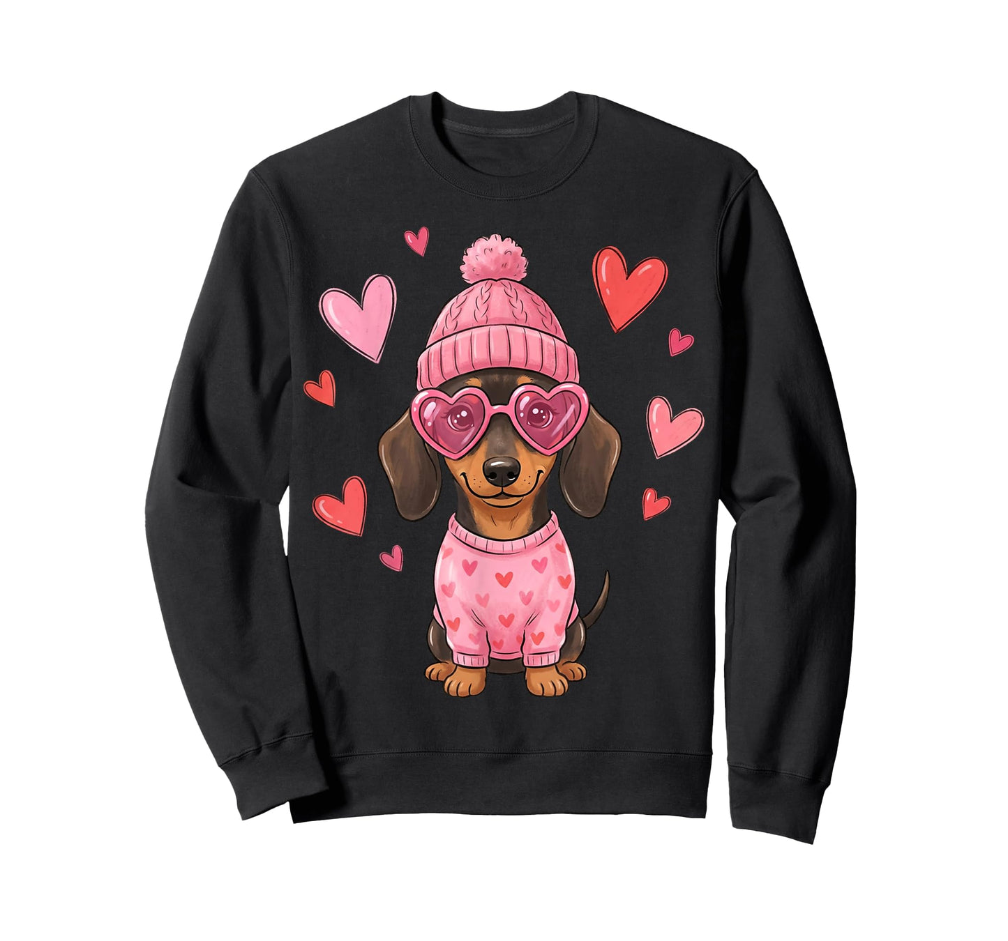 Cute Dachshund Valentines Dogs with Hearts Dog Valentine T-Shirt