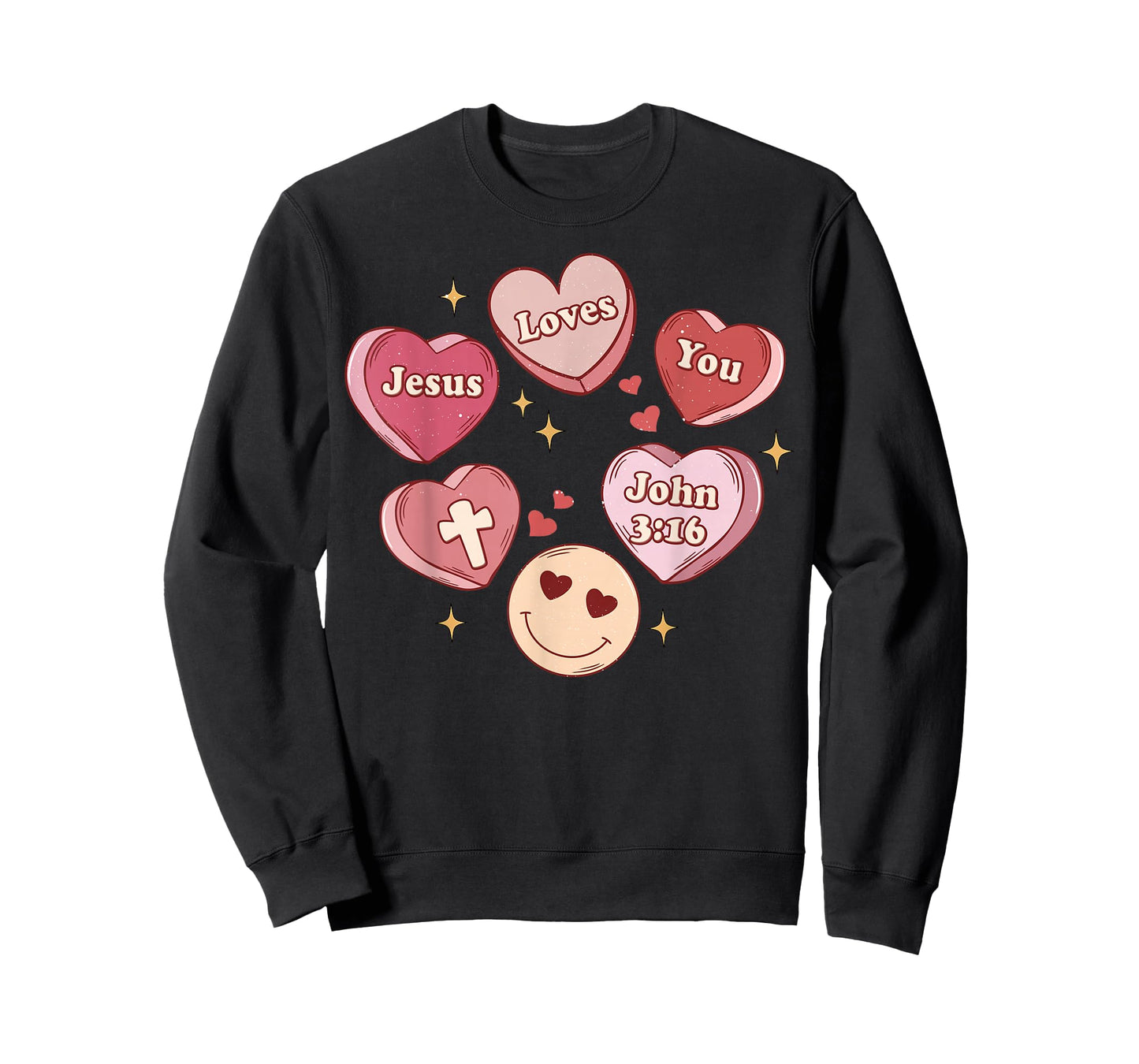 Jesus Loves You Groovy Christian Valentines Hearts T-Shirt