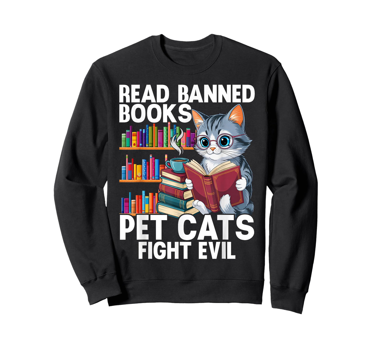 Pet Cats Fight Evil Read Banned Books T-Shirt