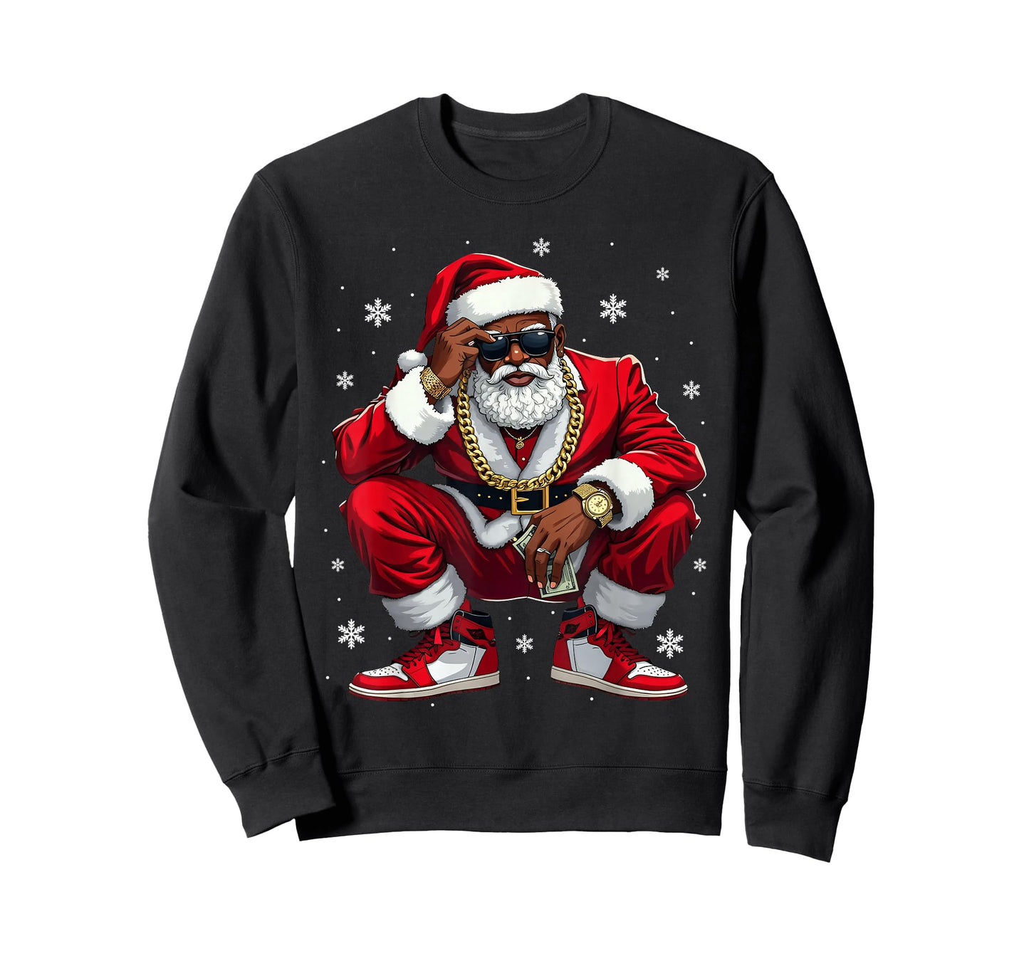 African American Santa Christmas Black Xmas Women Men Kids T-Shirt