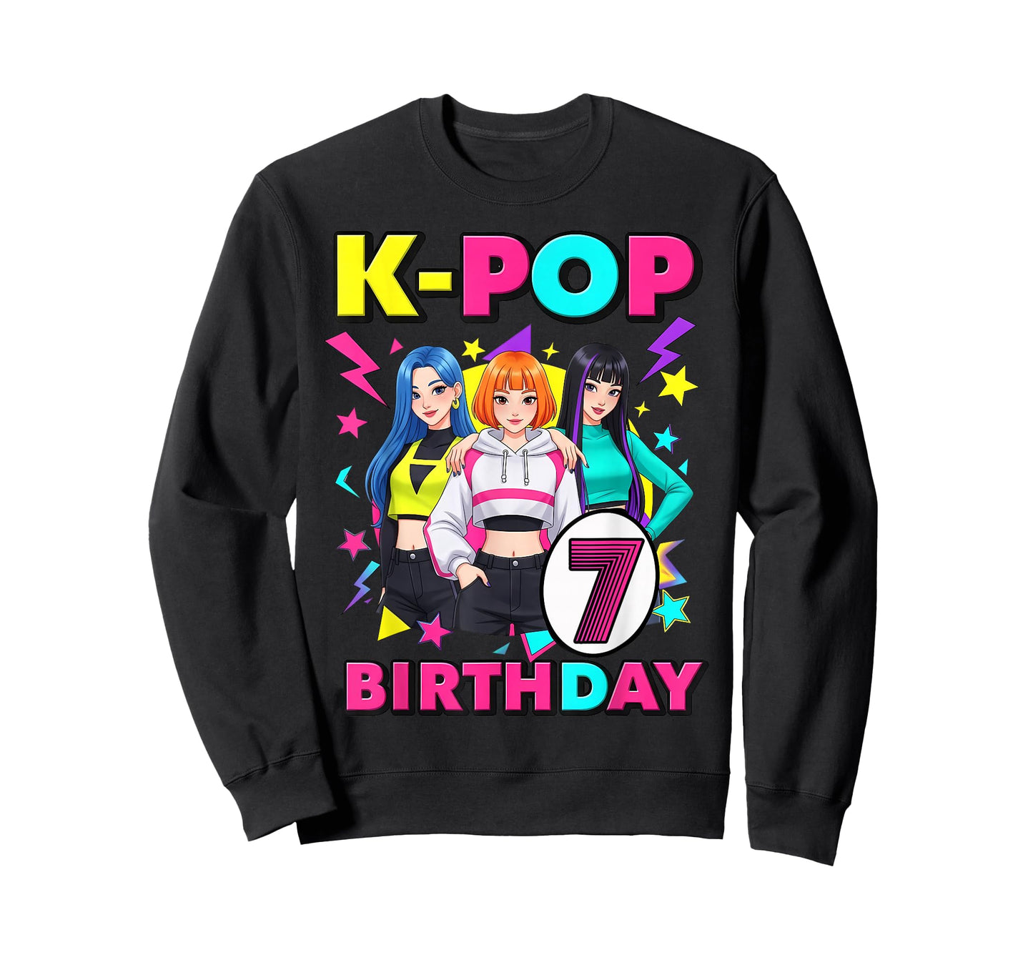 7 Years Old Birthday K Pop Kids 7th Birthday Girls K-pop T-Shirt