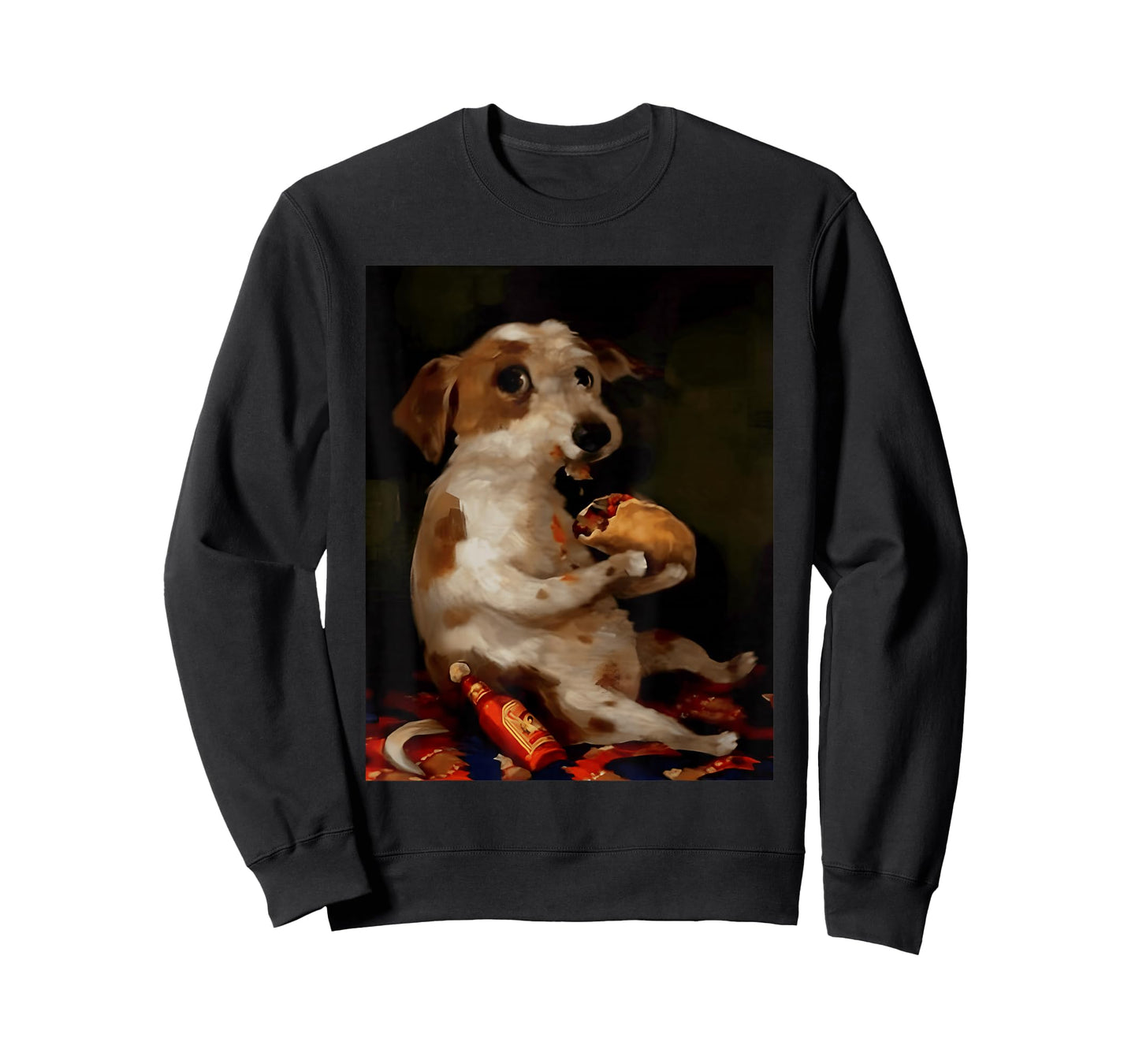 Funny Dog Chill with Taco Vintage Oil Painting Men Women T-Shirt