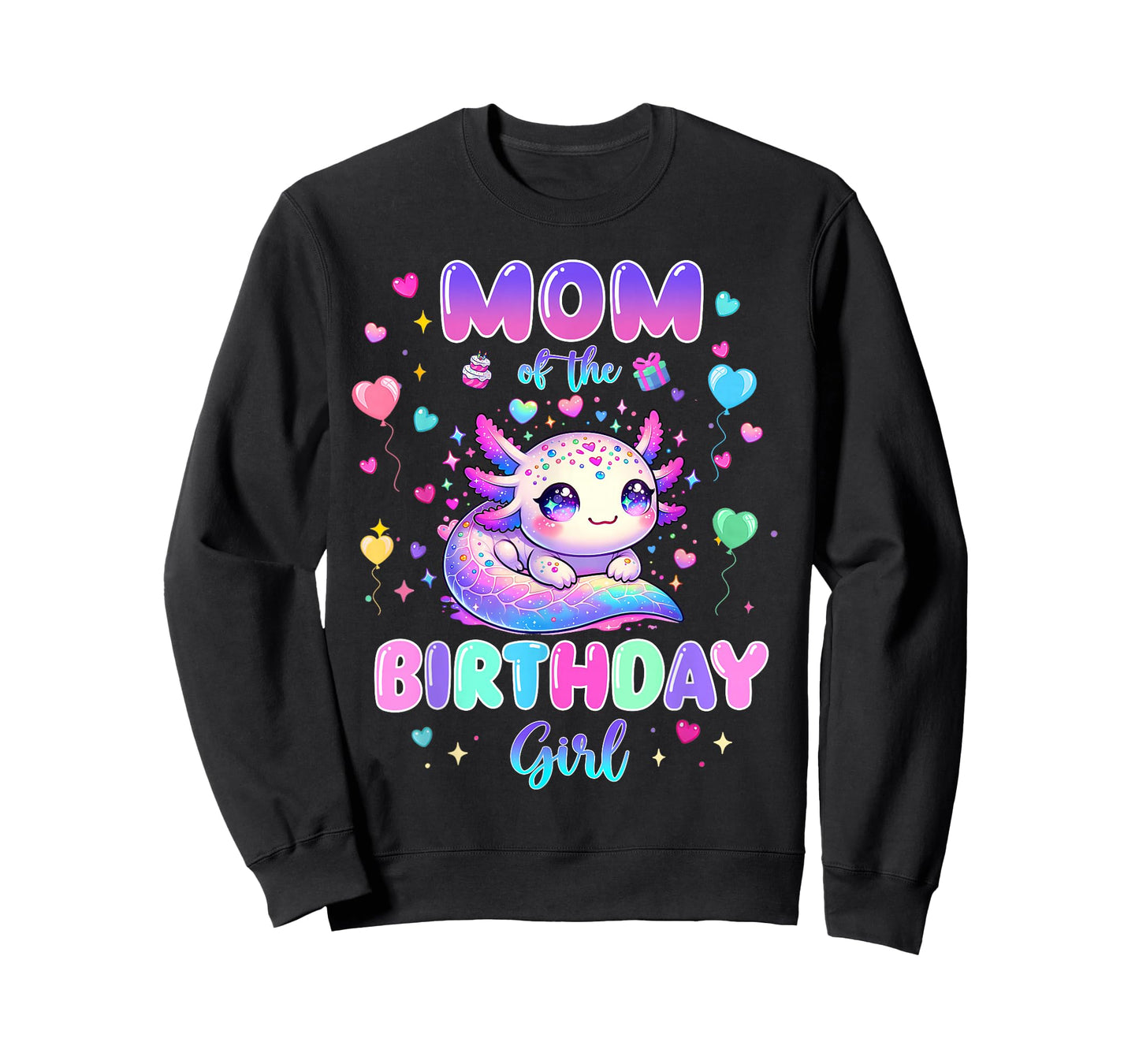 Mom of The Birthday Girl Axolotl Lover Theme Family Matching T-Shirt