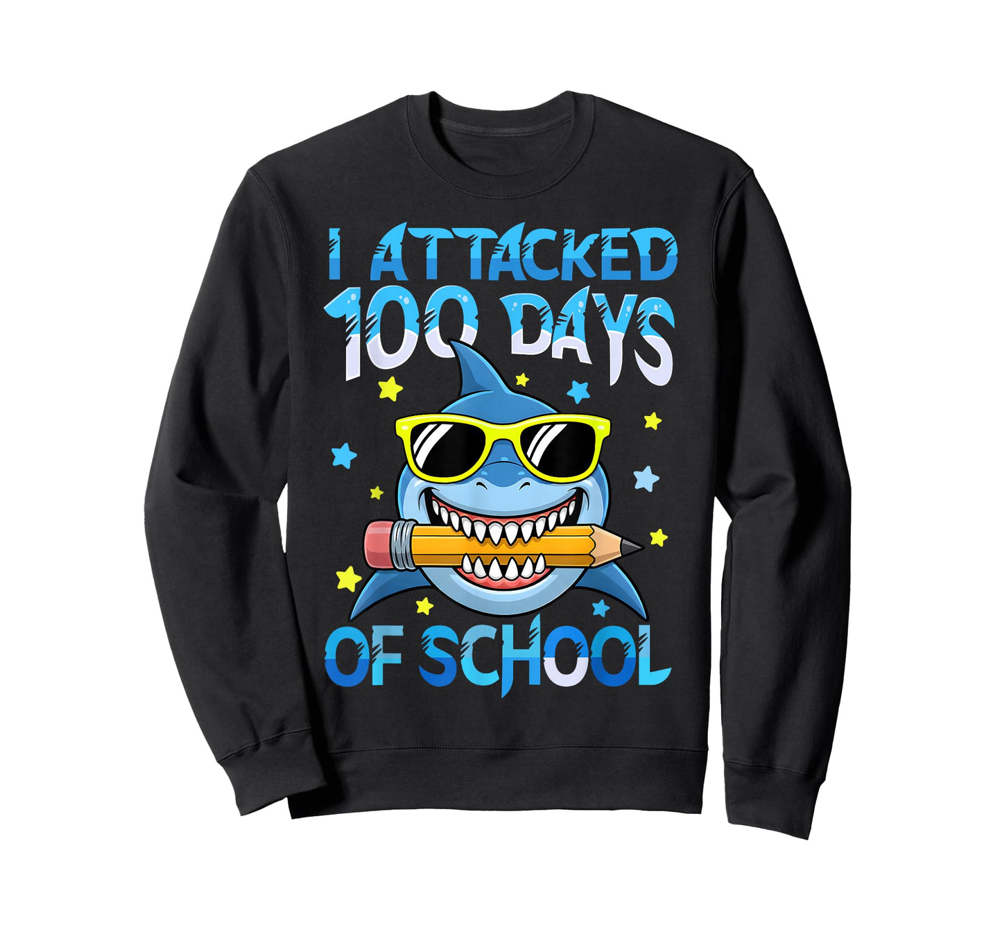 Funny 100 Days of School Shark Kids Boys 100th Days Toddler T-Shirt