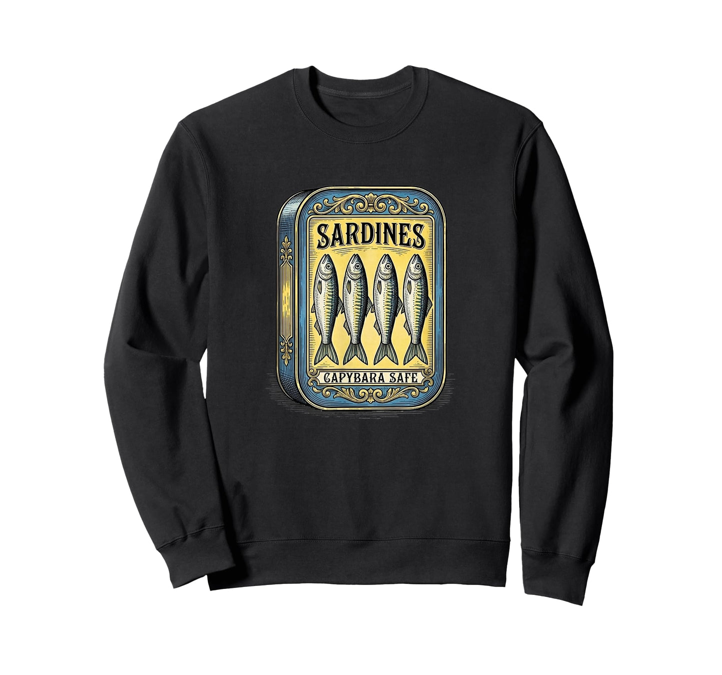 Sardines Vintage Retro Canned Fish Parody Fun Capybara Safe T-Shirt