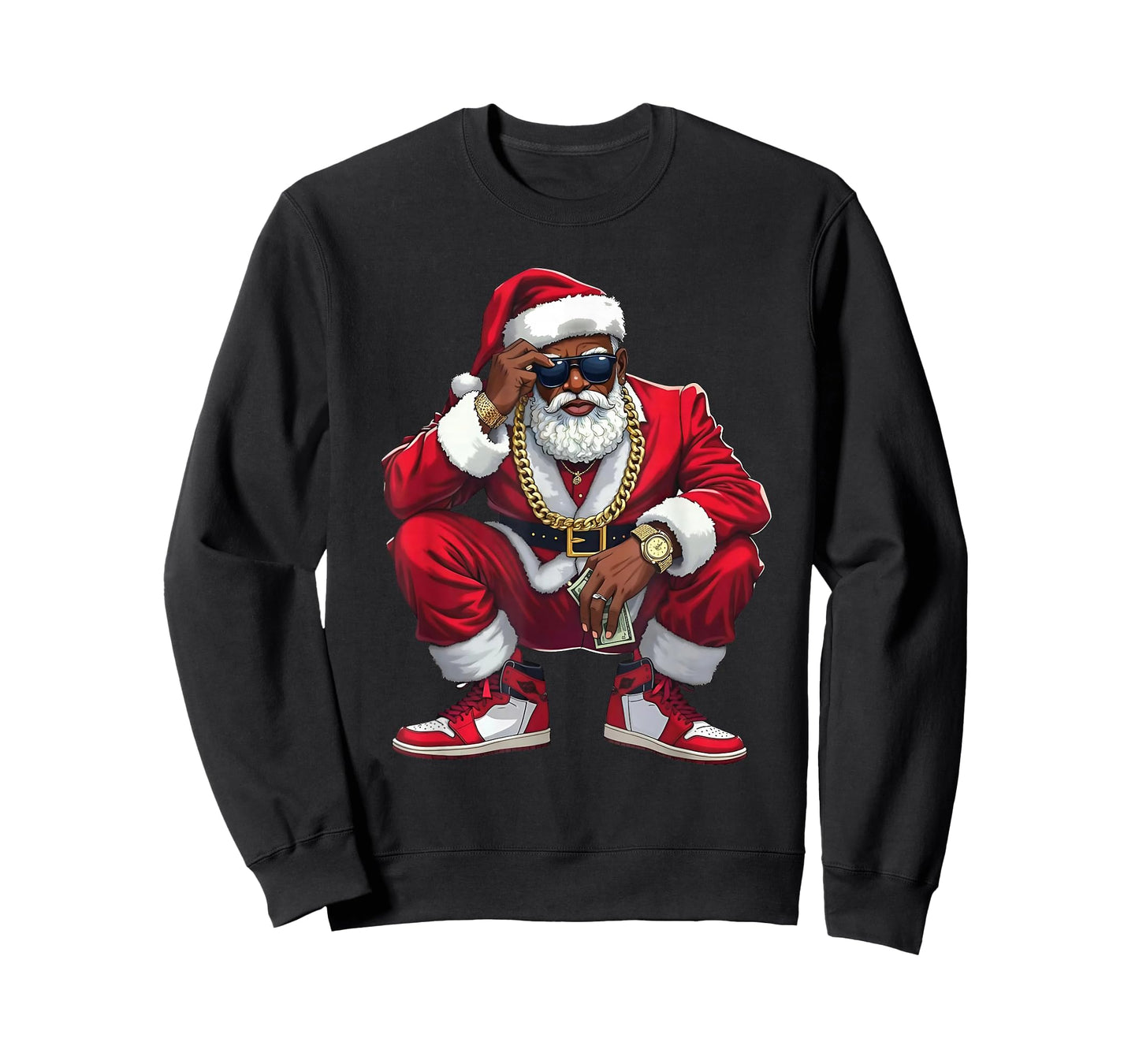 African American Christmas Pajama Xmas Afro Santa Claus T-Shirt