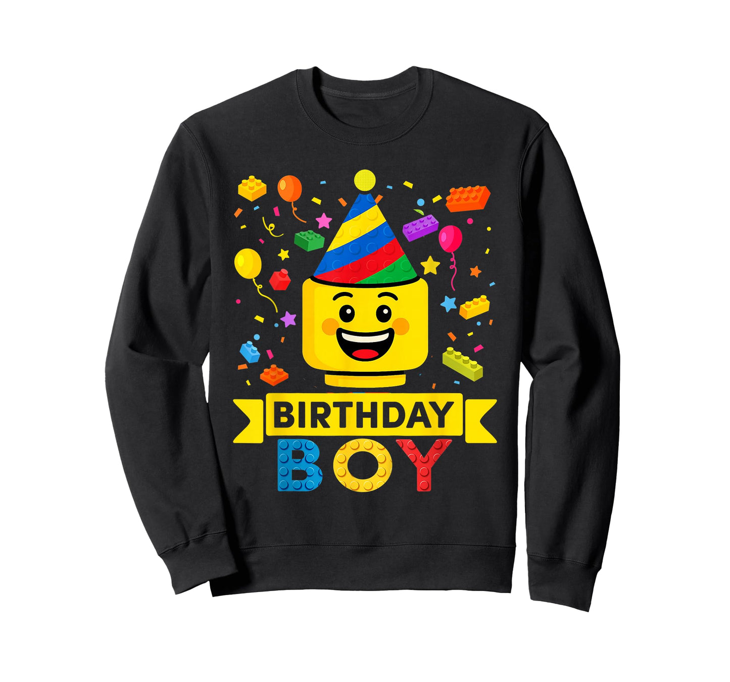 Building Bricks Boy Birthday Party Hat Master Builder Blocks T-Shirt