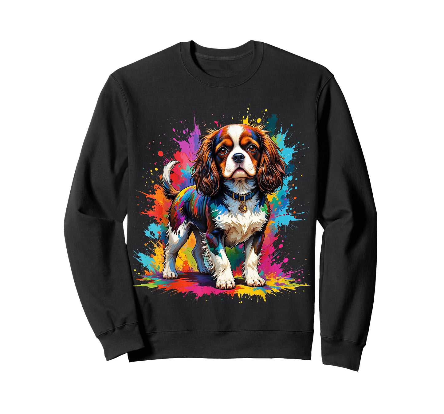 Colorful Cavalier King Charles Spaniel Dog Color Splashes T-Shirt