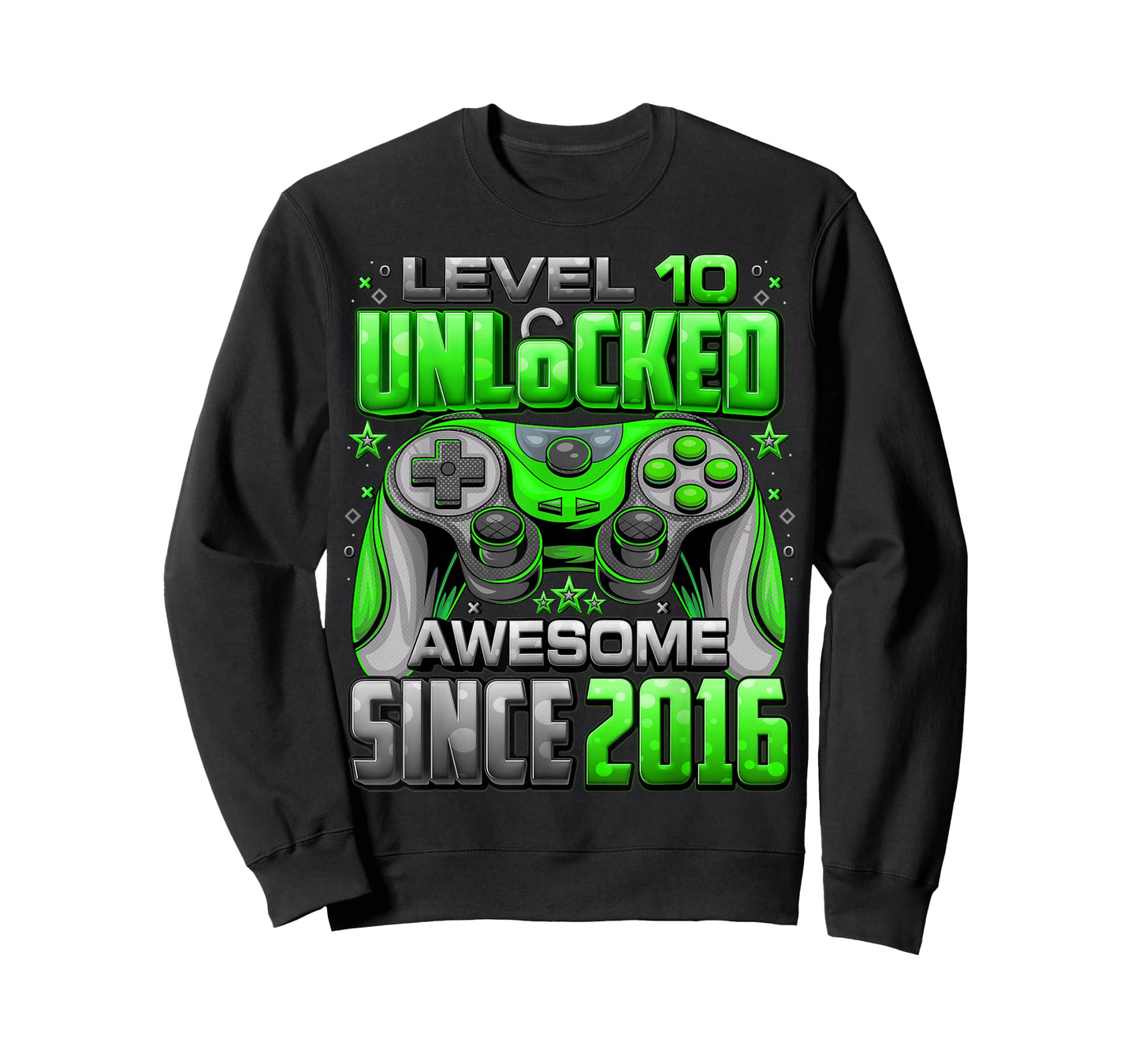 Level 10 Unlocked Awesome Since 2016 10th Birthday Gaming T-Shirt