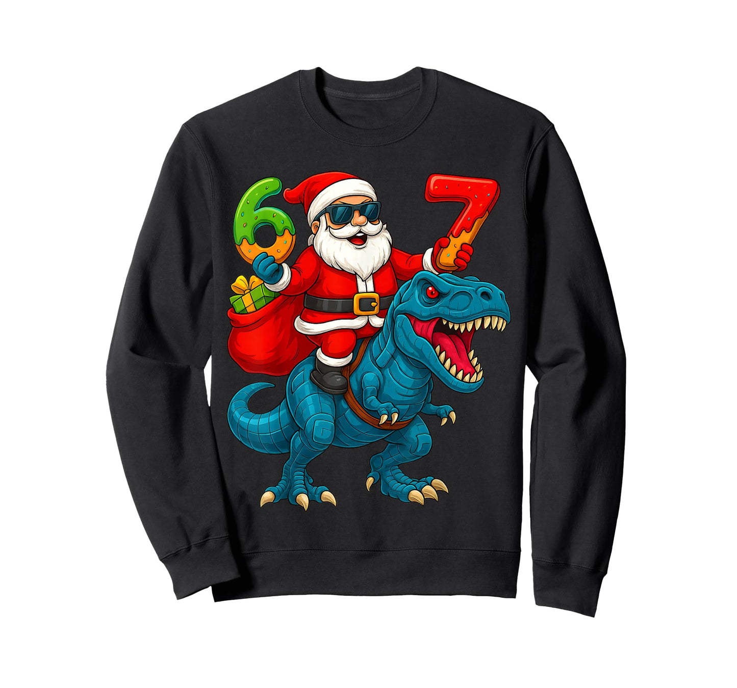 67 Christmas 6 7 Meme Funny Santa Six Seven Xmas Boys Girls T-Shirt