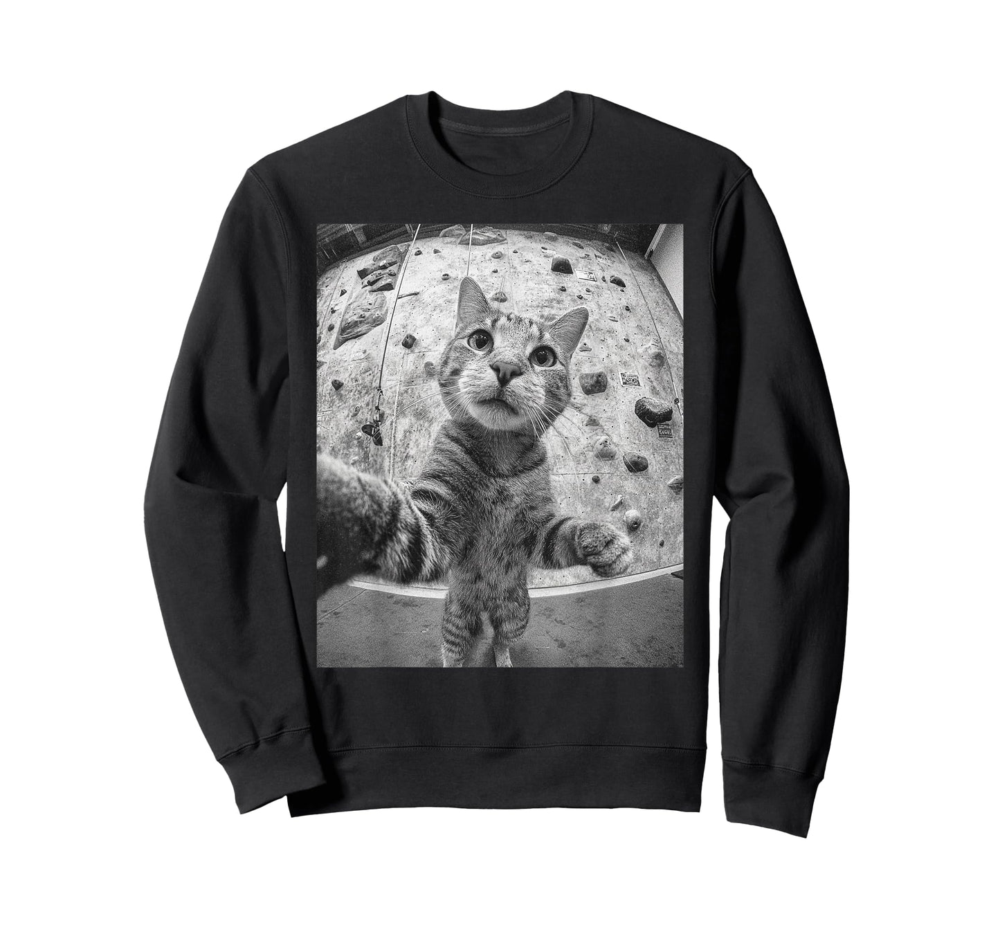 Funny Cat Climber Selfie Bouldering Wall Rock Climbing Cool T-Shirt
