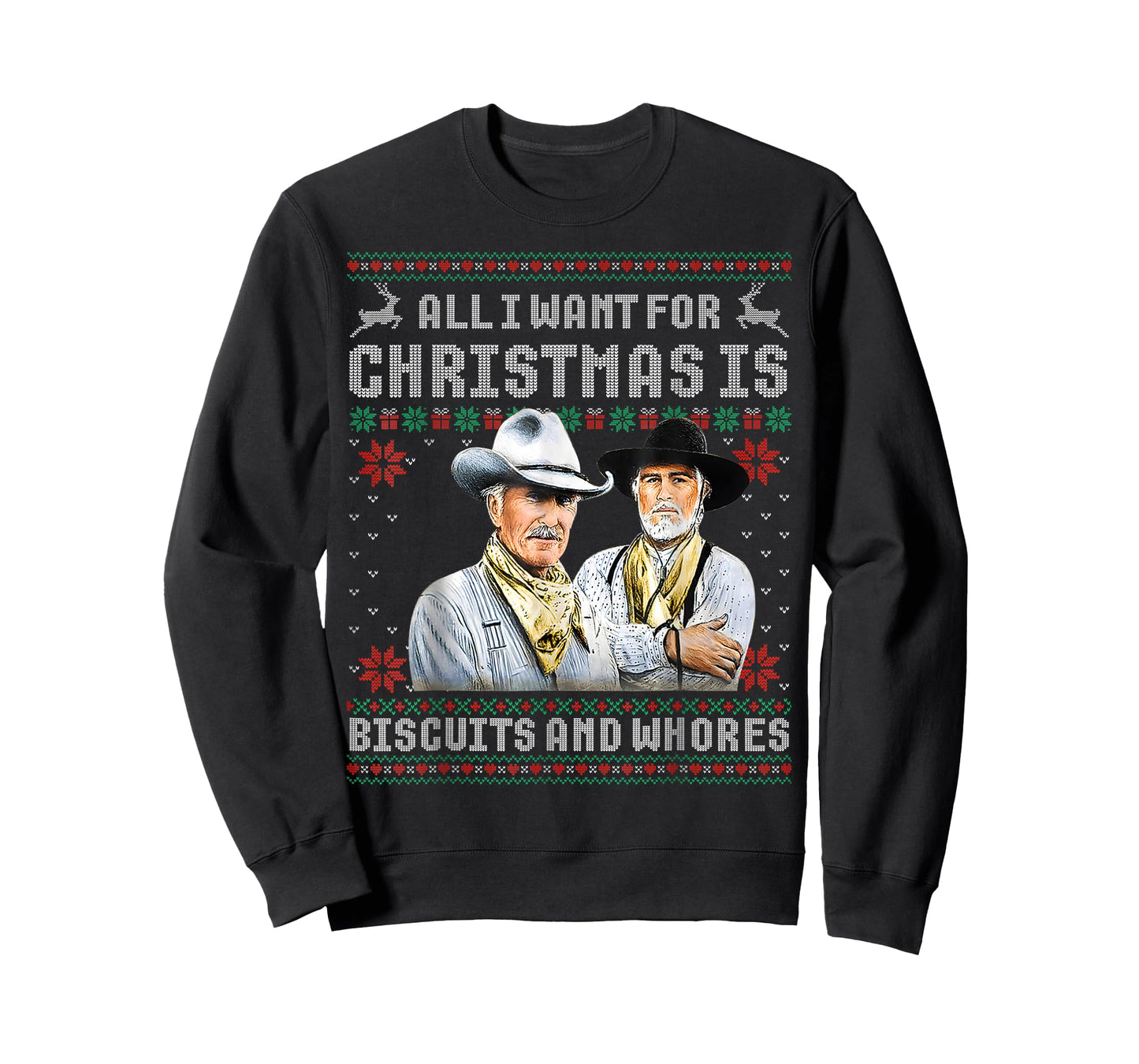 Western Cowboys Biscuits and Whores Christmas Quote Retro T-Shirt