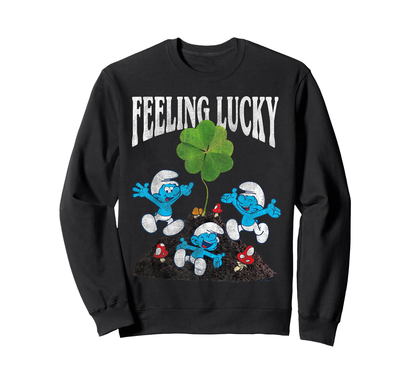 The Smurfs Feeling Lucky Shamrock St. Patrick's Day Cartoon T-Shirt