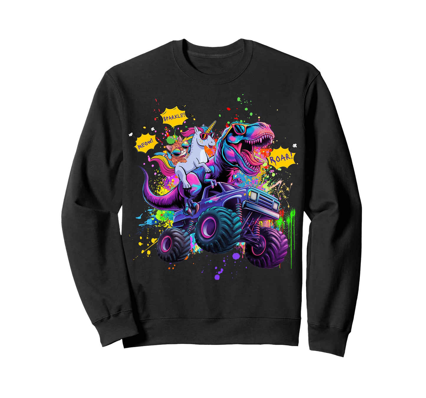 Cat Unicorn Riding Dinosaur T-Shirt
