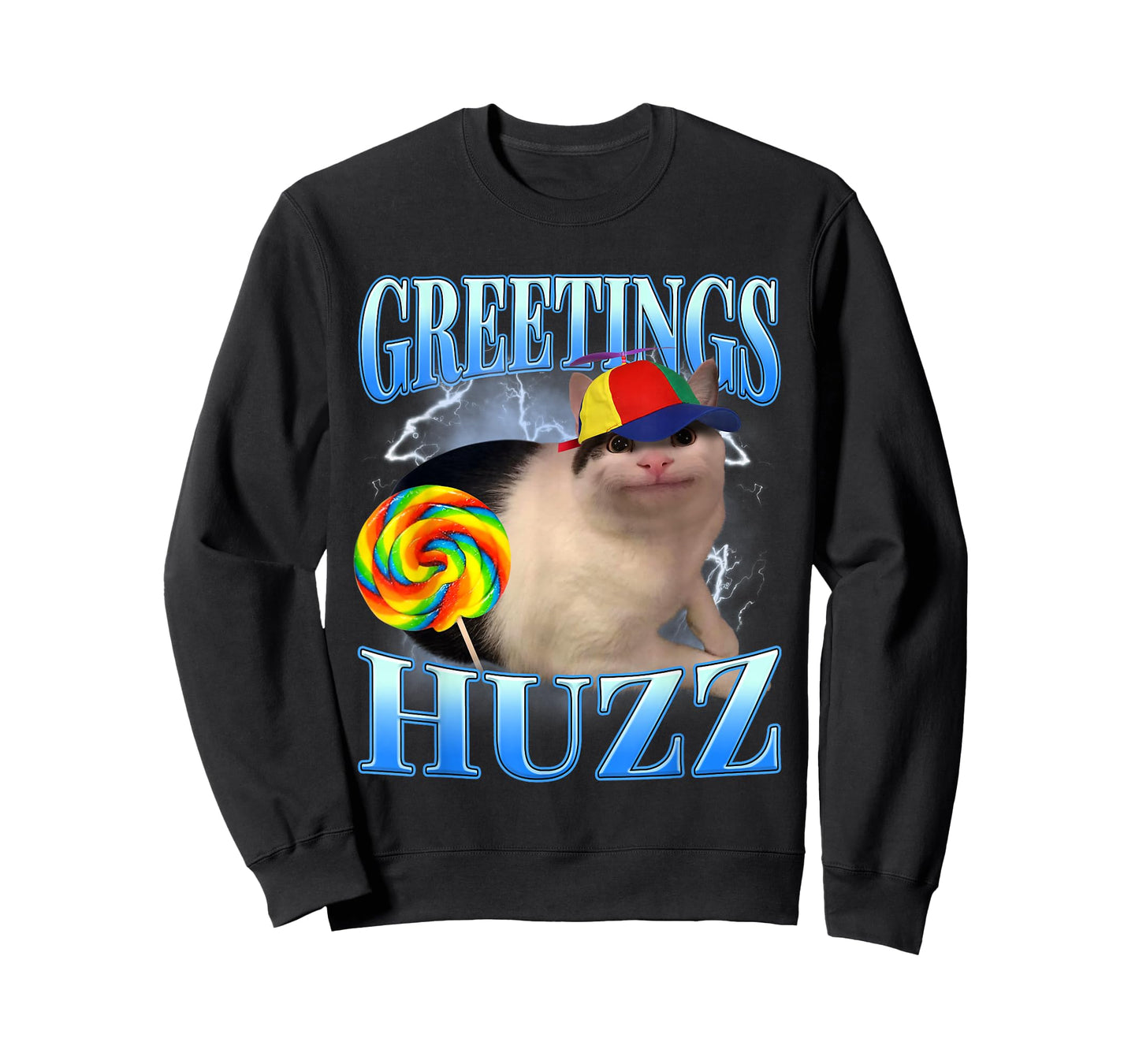 Lollipop Cat Meme Greetings Huzz Funny Gen Z Alpha Humor T-Shirt