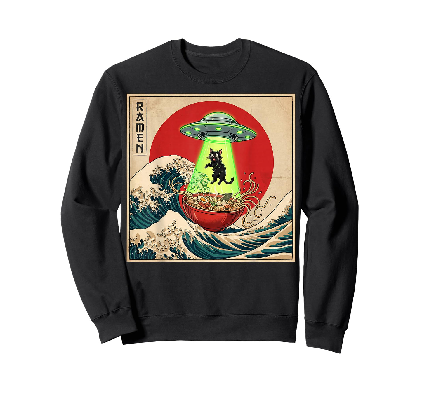 Cat Ramen UFO Japanese Anime Men Women Teens T-Shirt