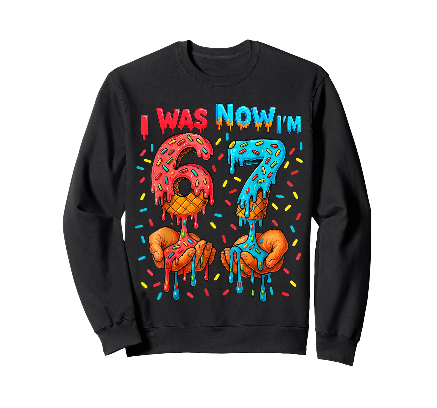 7 Year Old Birthday I was 6 Now I'm 7 67 Meme Funny Kids T-Shirt