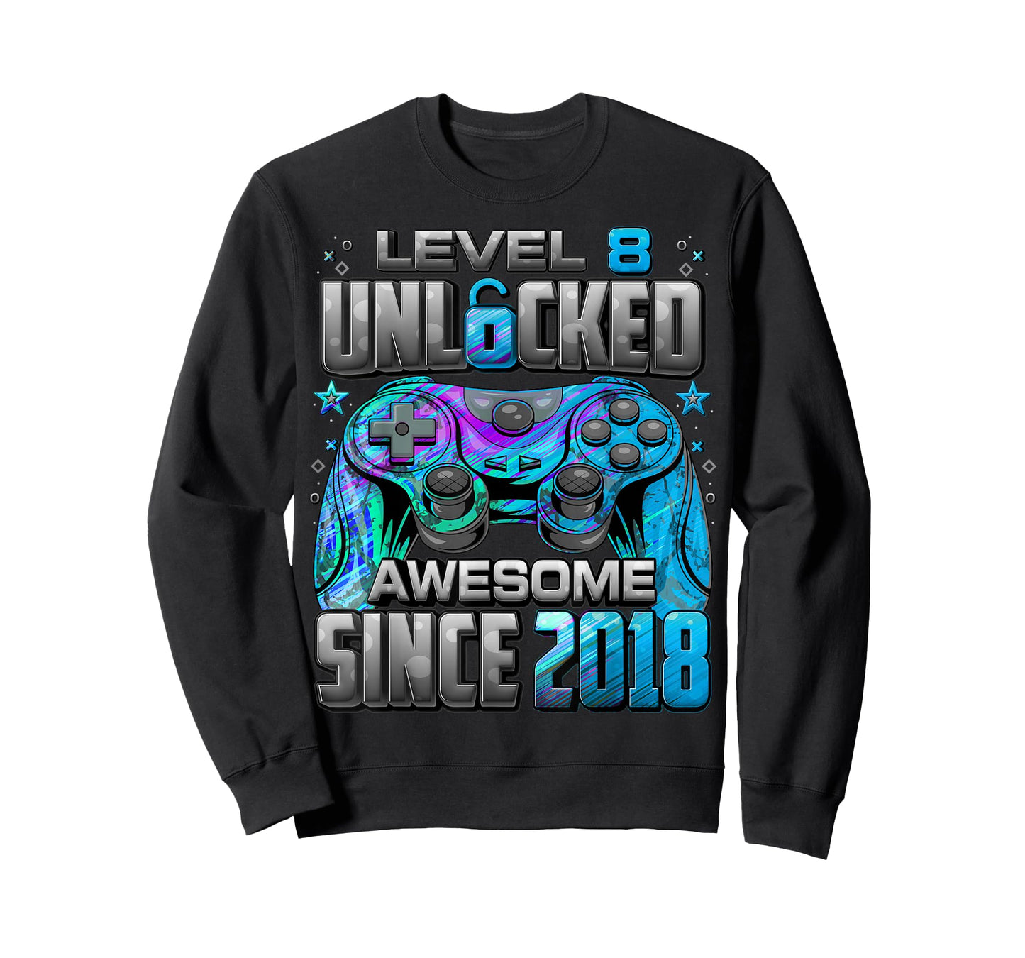 Level 8 Unlocked Awesome Since 2018 8th Birthday Gaming T-Shirt
