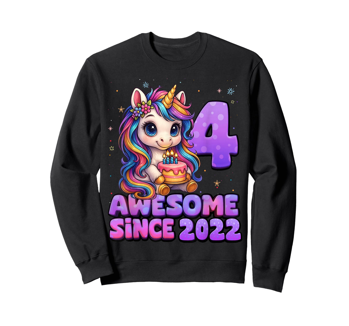 4 Year Old Girl Awesome Since 2022 Unicorn 4th Birthday Girl T-Shirt