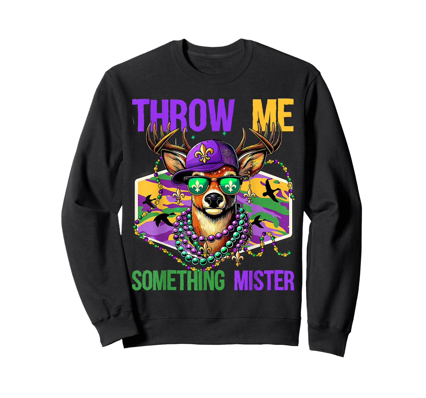 Throw Me Something Mister Mardi Gras Deer Hunting Lover Camo T-Shirt