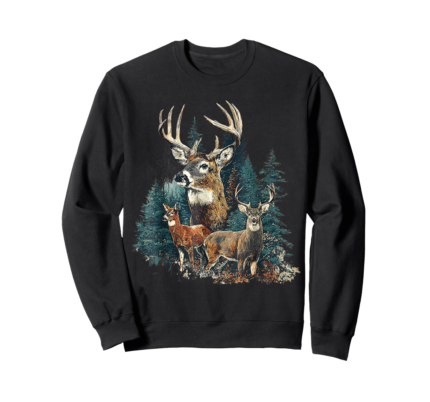 Retro Deer Hunting Mens Boys Hunter Nature Forest T-Shirt