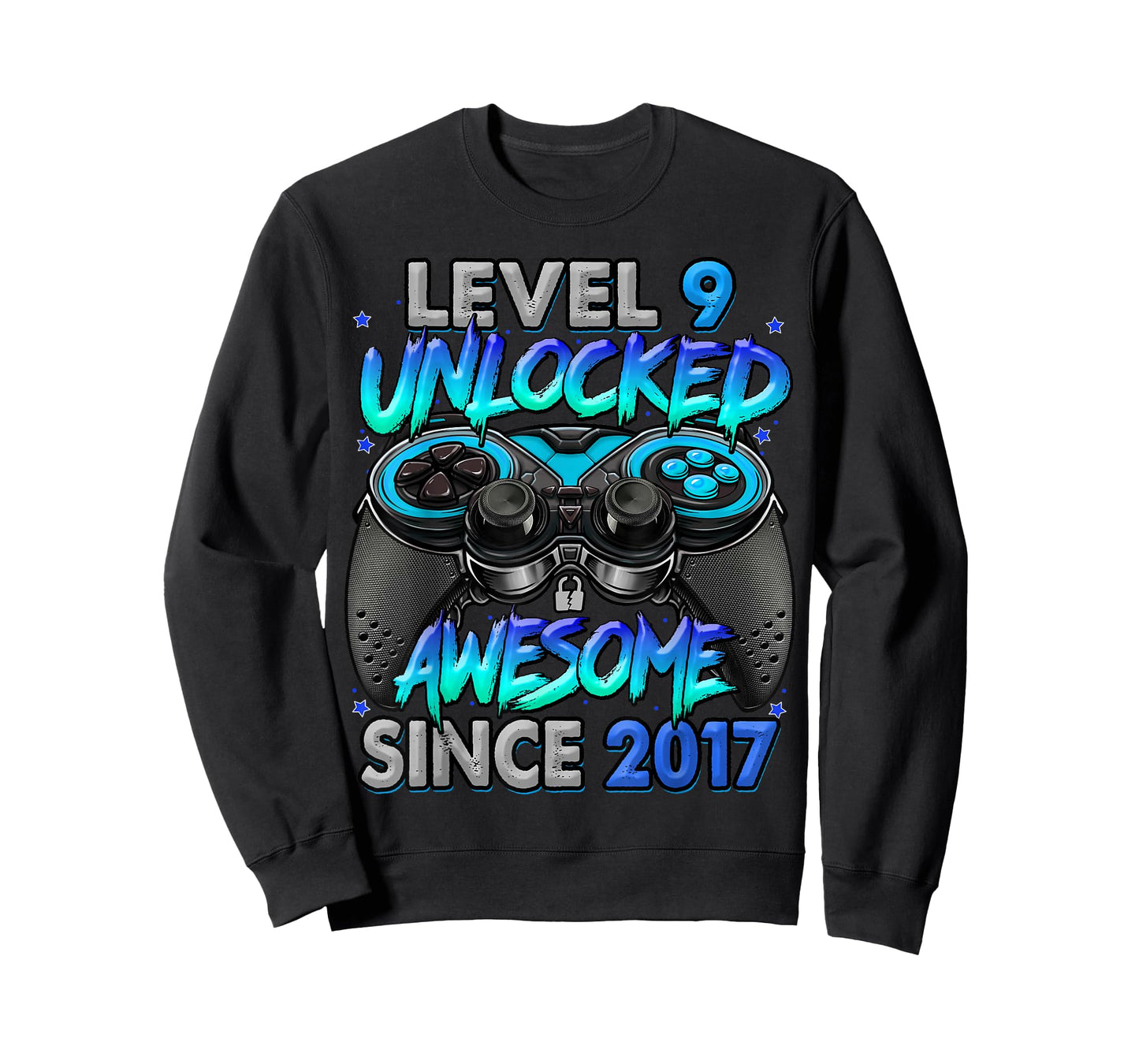 Level 9 Unlocked Awesome Since 2017 9th Birthday Gaming T-Shirt