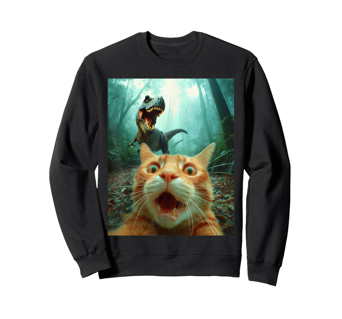 Cat Selfie with T-Rex Dinosaur Trex Dino Men Women Kids T-Shirt