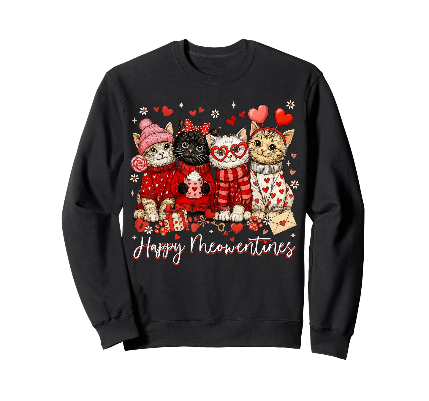 Happy Meowentines Cute Valentine Cat Lovers Girls Women Kid T-Shirt