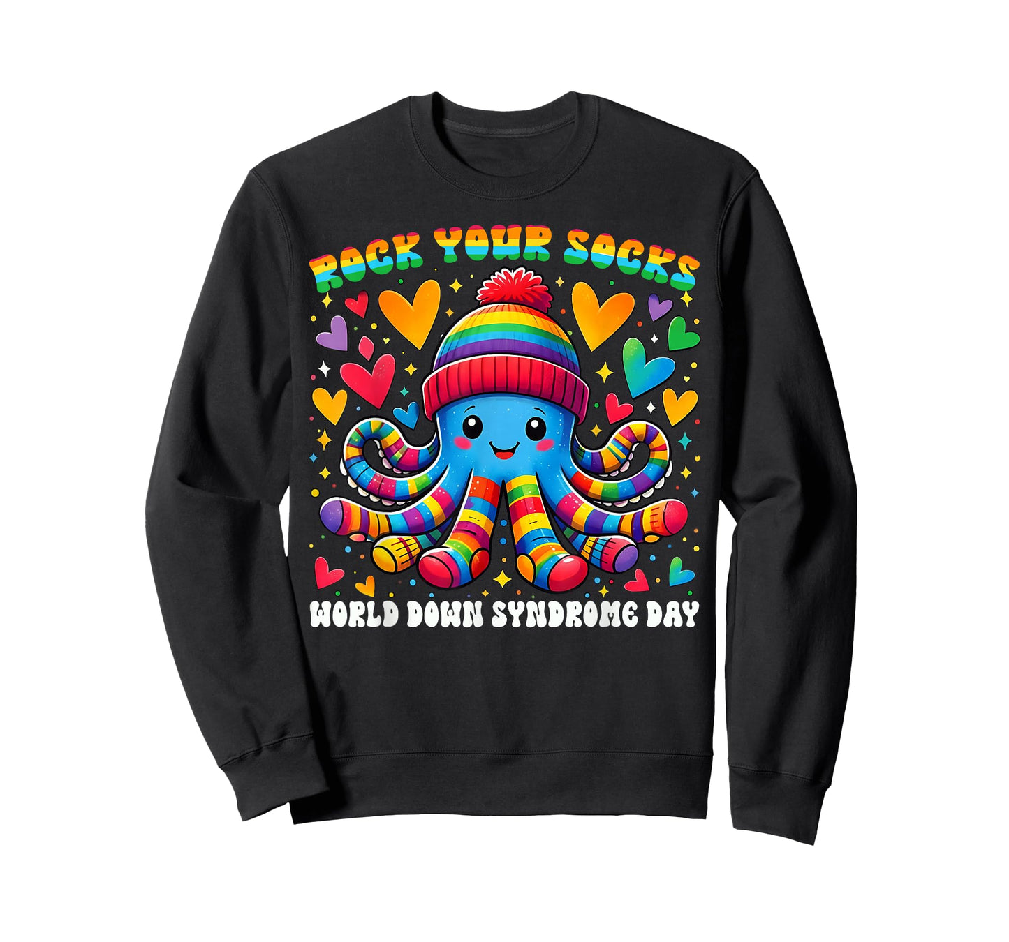 Rock Your Socks World Down Syndrome Day Rainbow Octopus T-Shirt