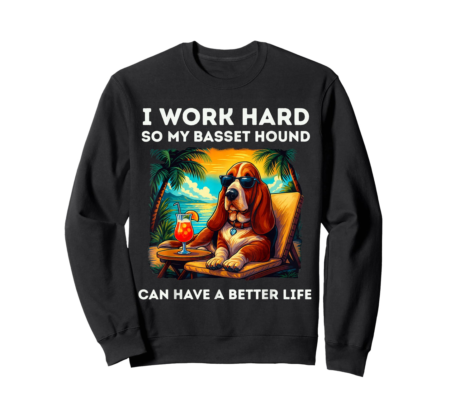 Funny Basset Hound Design I Work Hard Basset Hound Lover T-Shirt