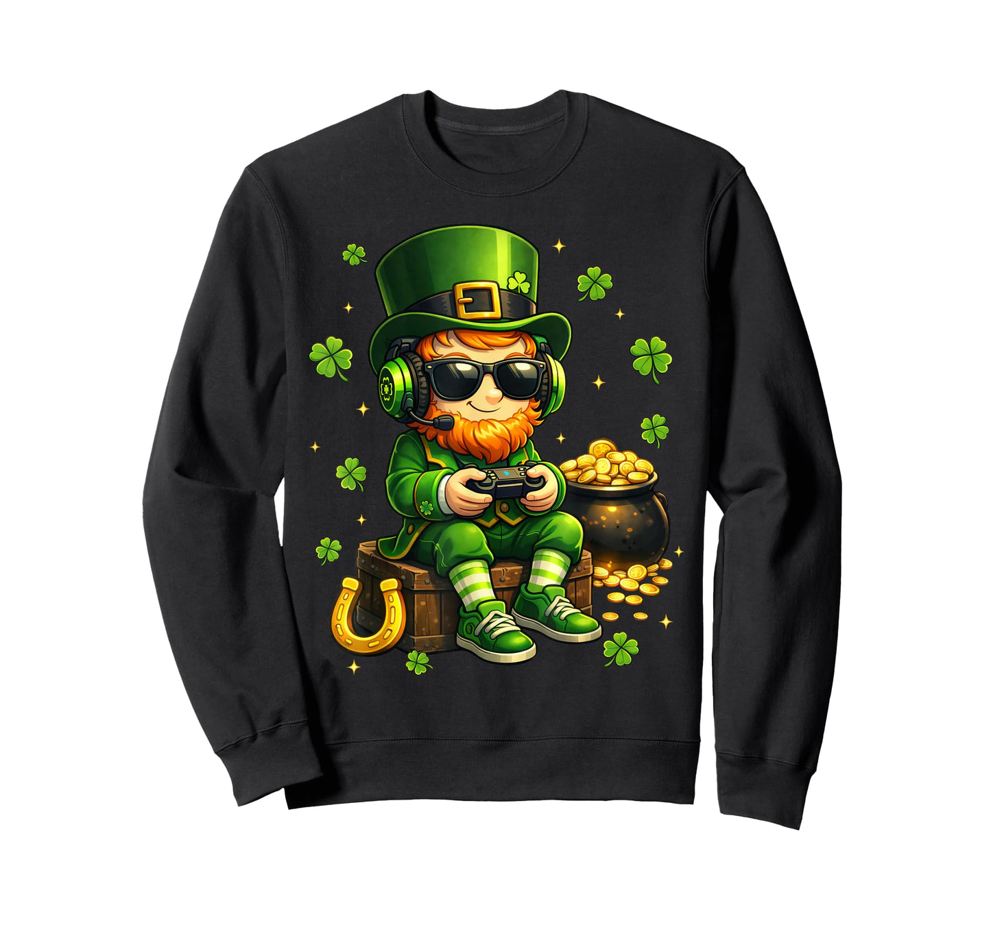 Video Game Leprechaun St Patricks Day Shirts Gamer Kids Boys T-Shirt
