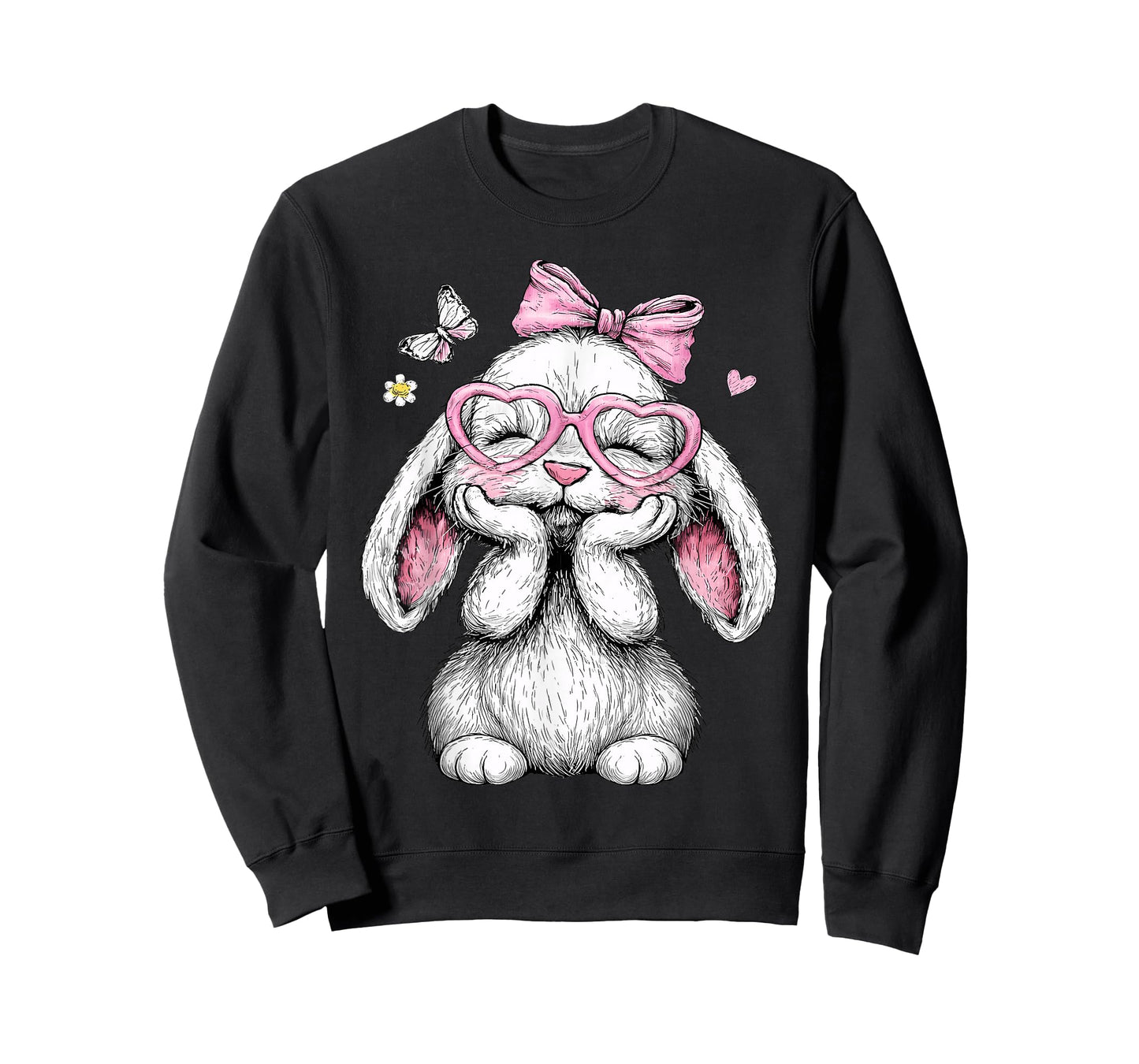 Girls Easter Cute Bunny Face Pink Easter Kids Toddler Girls T-Shirt