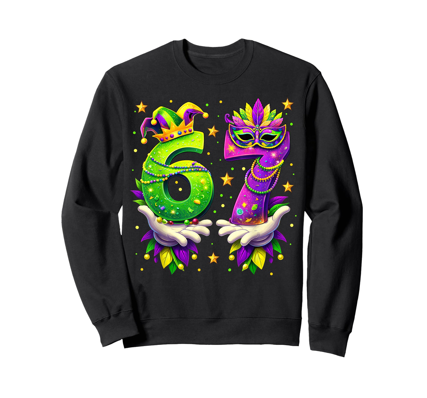Mardi Gras Carnival Six Seven Beads 6 7 Meme Girls Boys Kids T-Shirt