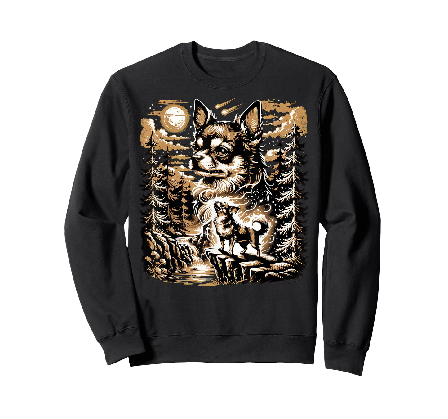 Chihuahua Howling to The Moon Vintage T-Shirt