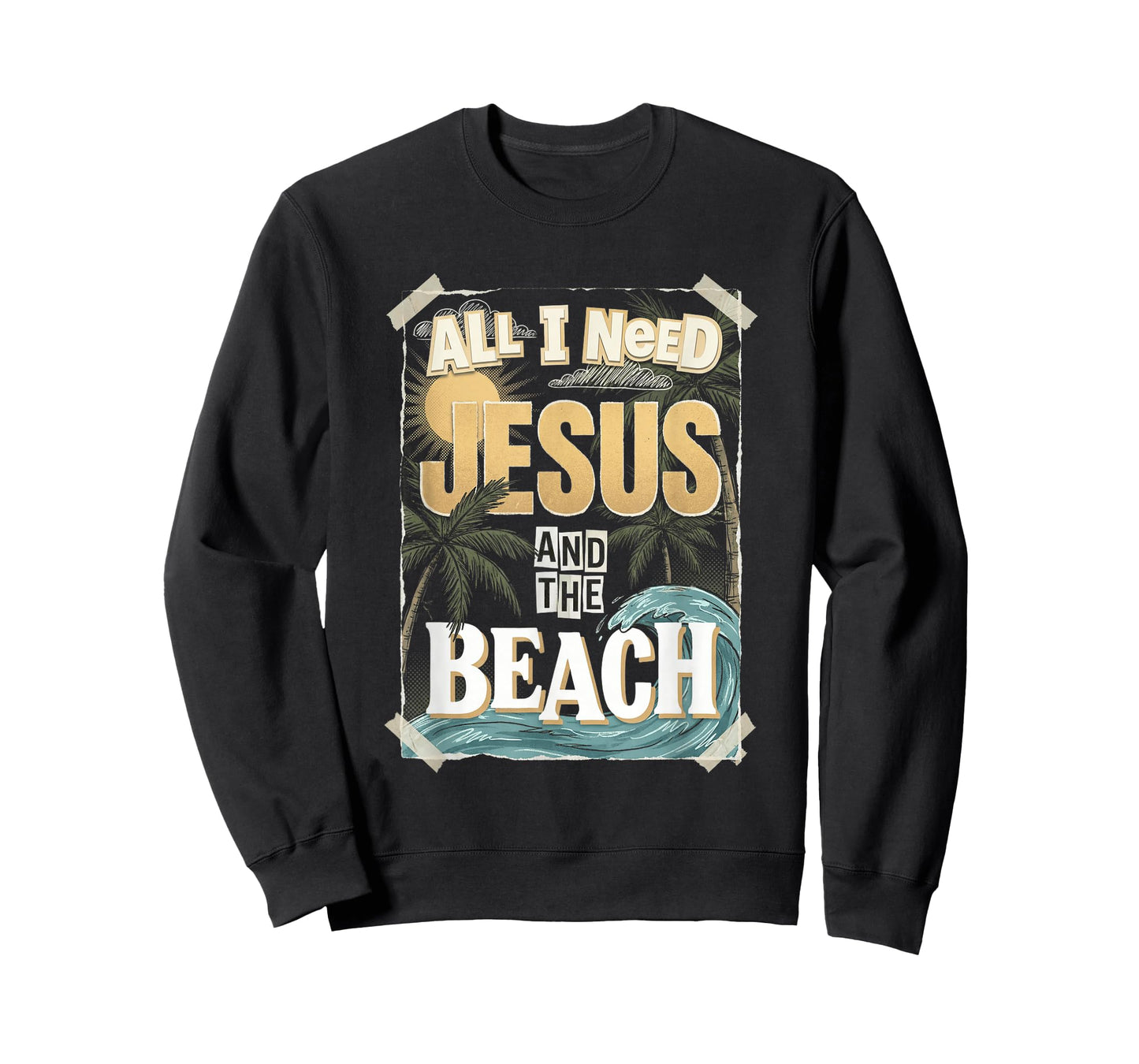 All I Need Jesus and The Beach Christian Summer Faith T-Shirt