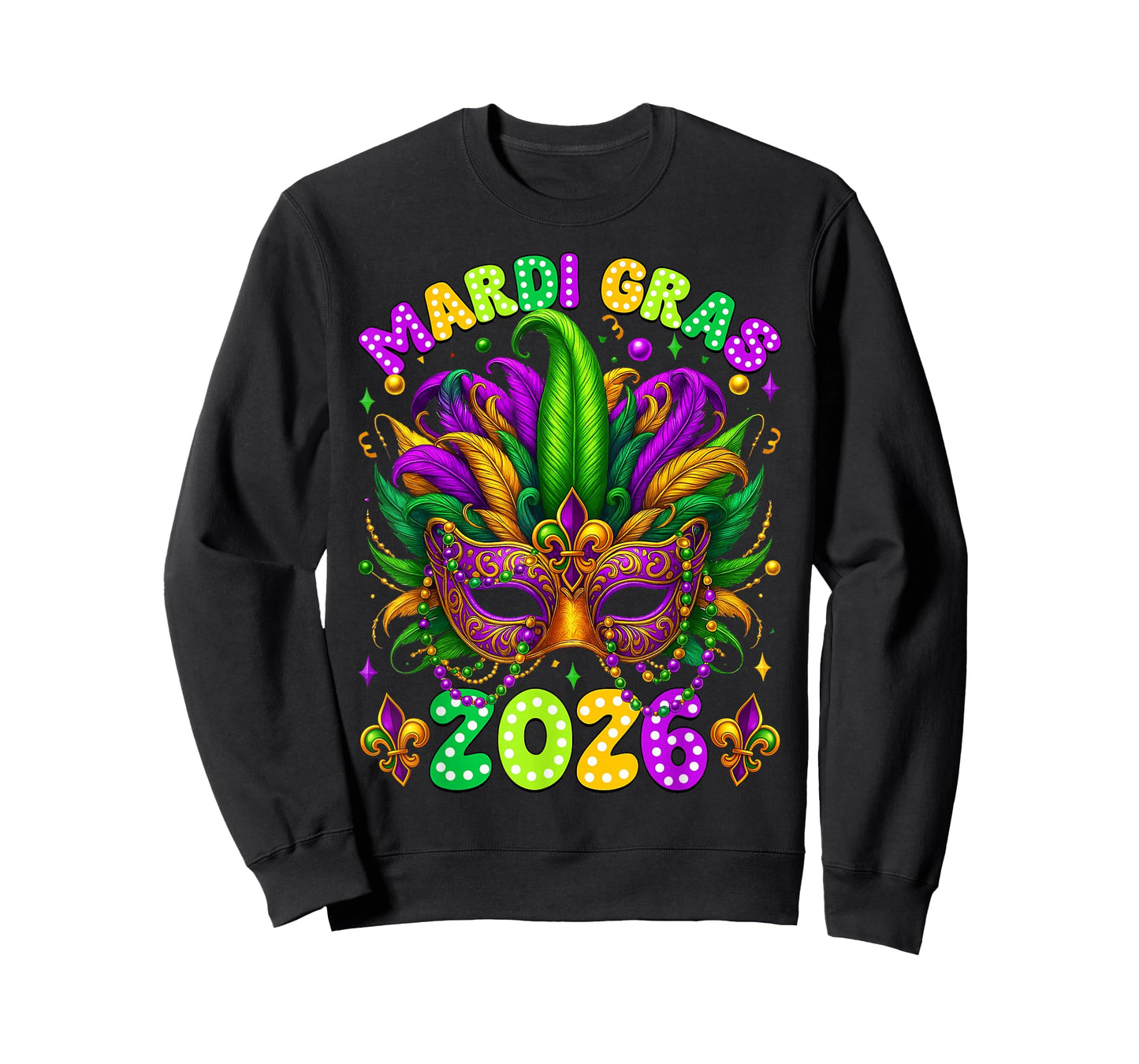 Mardi Gras Carnival New Orleans 2026 Jester Mask Beads Women T-Shirt
