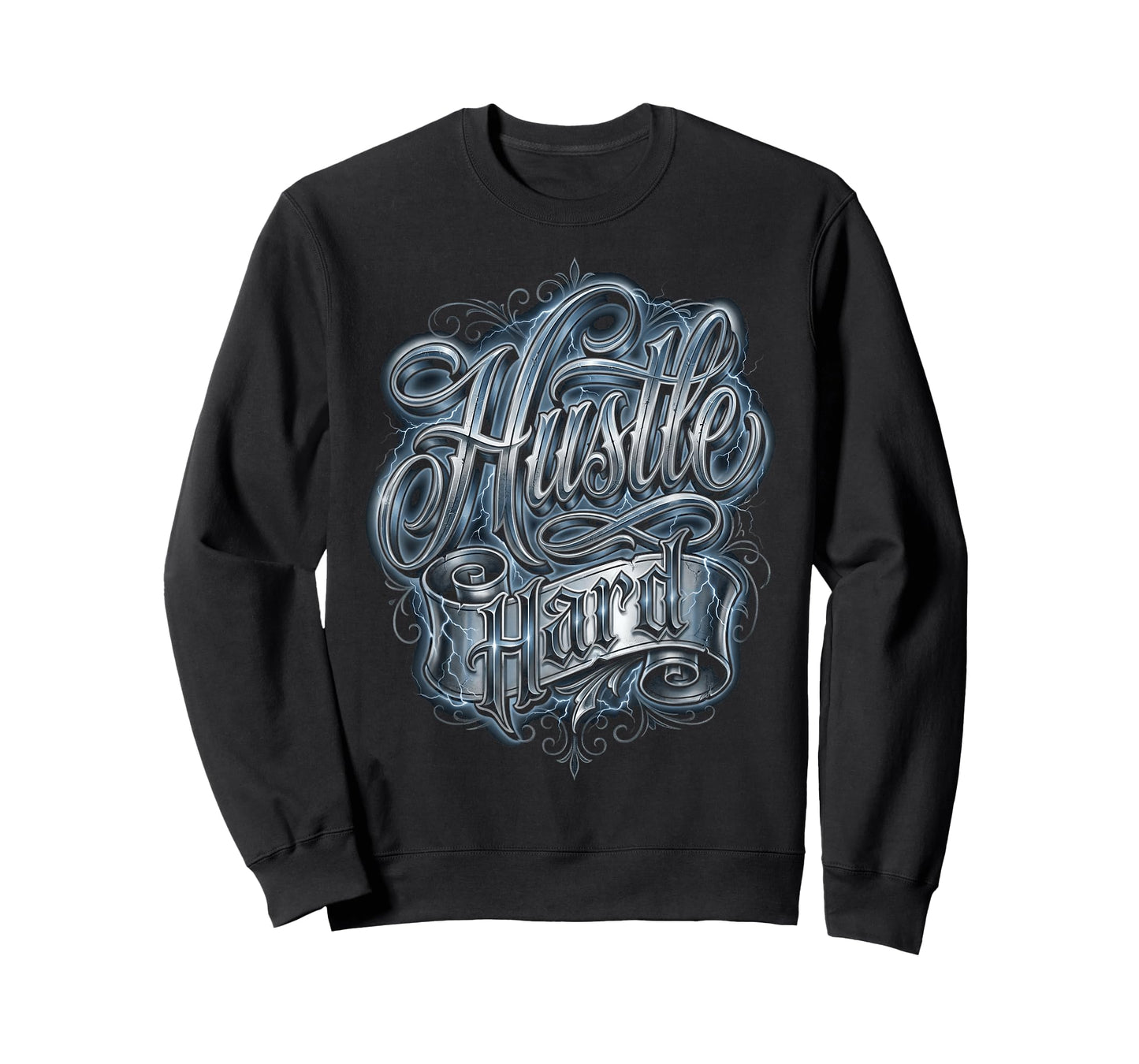 Hustle Hard Chicano Style Tattoo Script Urban Motivation T-Shirt