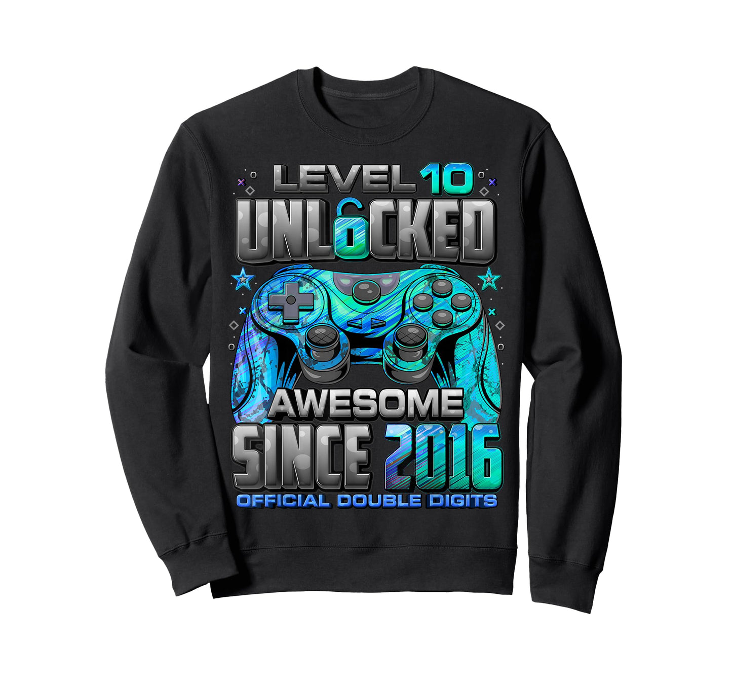 Level 10 Unlocked Awesome Since 2016 10th Birthday Gaming T-Shirt