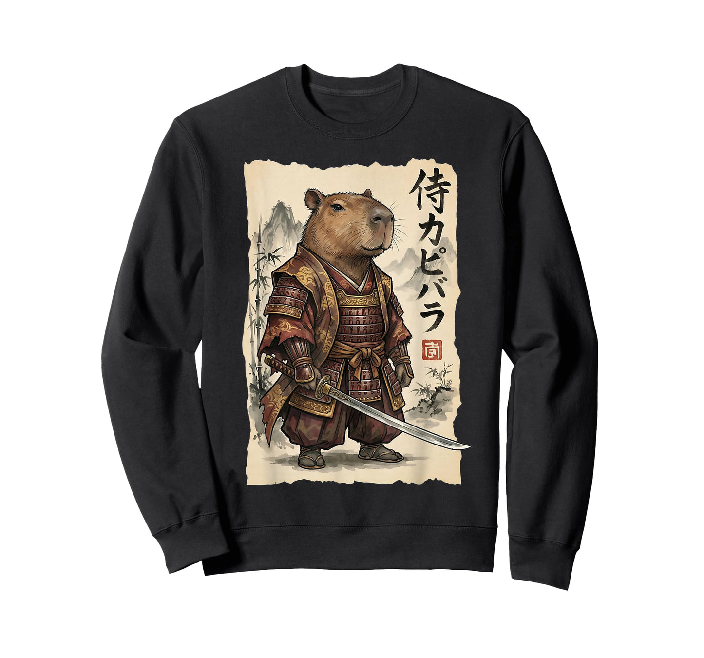 Samurai Capybara Japanese Art Vintage Graphic Funny Animal T-Shirt