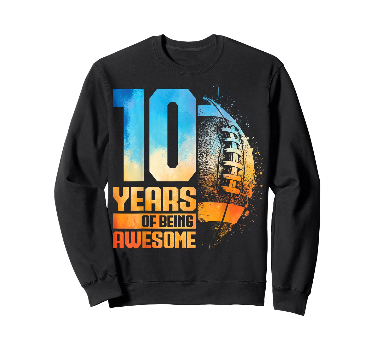 10th Birthday Retro American Football 10 Years Old Boy Girl T-Shirt