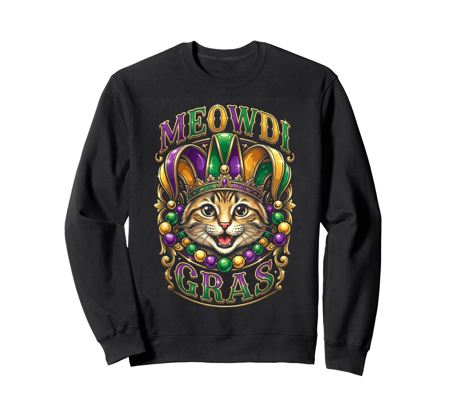 Meowdi Gras Cat Mardi Gras Fat Tuesday Carnival New Orleans T-Shirt